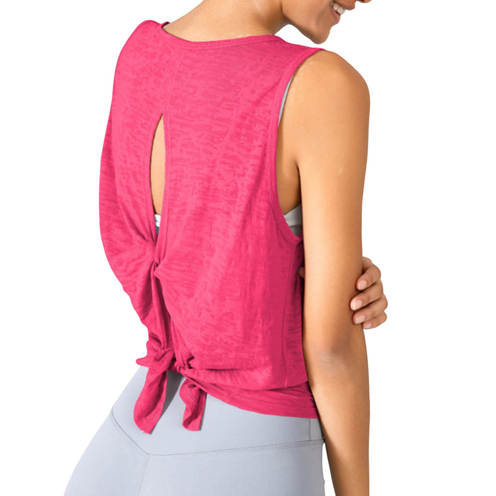 Camiseta de manga corta con cuello redondo para mujer - Poliéster transpirable - Para deportes, actividades de verano y otoño
